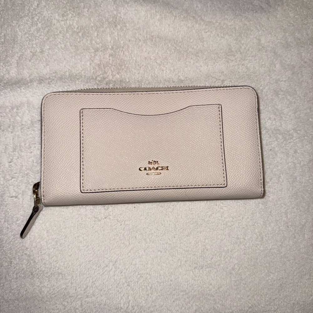 Coach Light Beige Zip Wallet